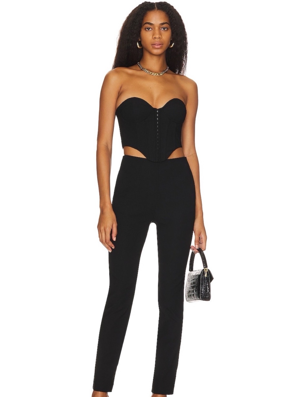 NBD Alayna Strapless Black Cutout Jumpsuit